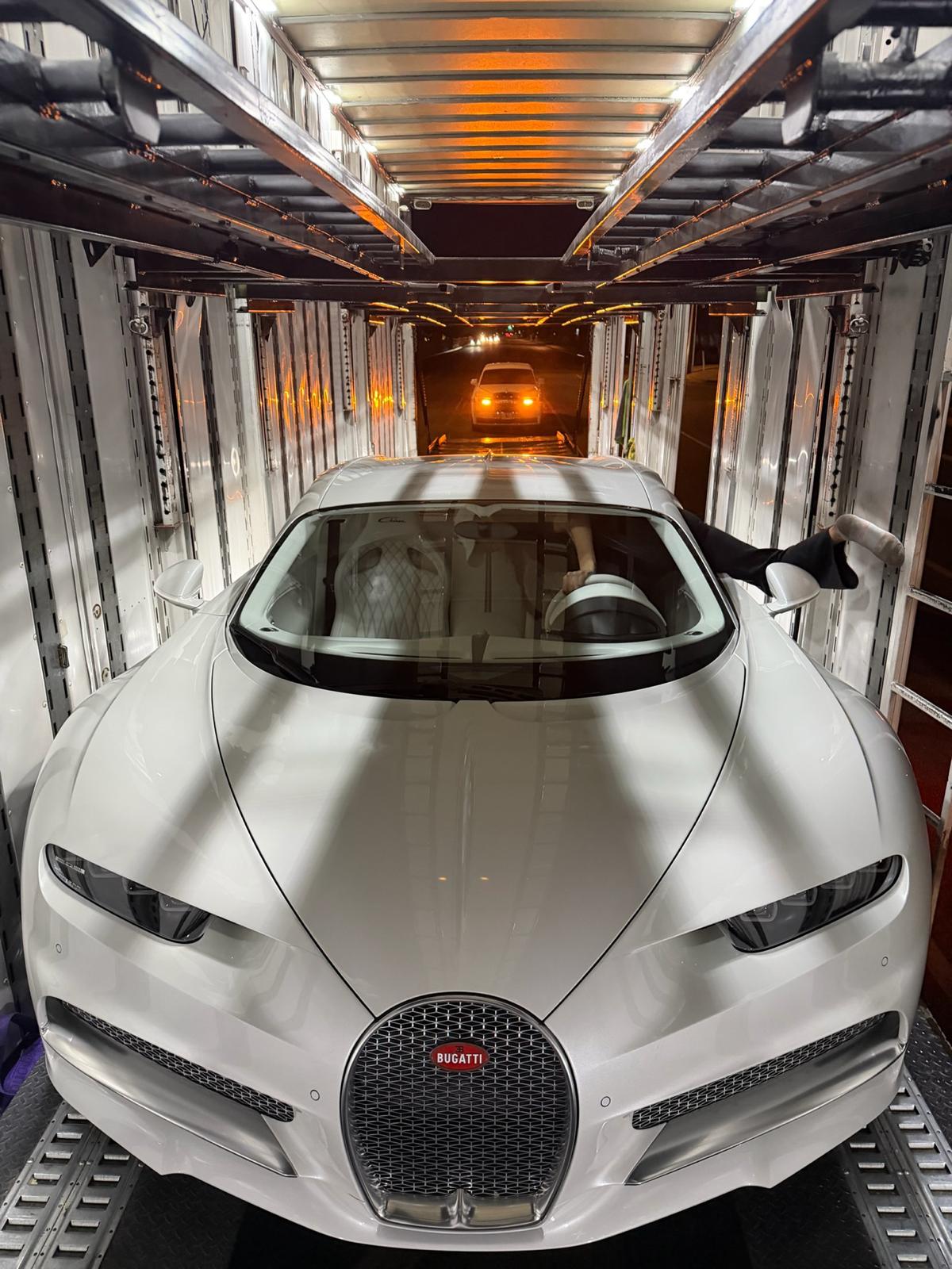 Bugatti Chiron in enclosed transport