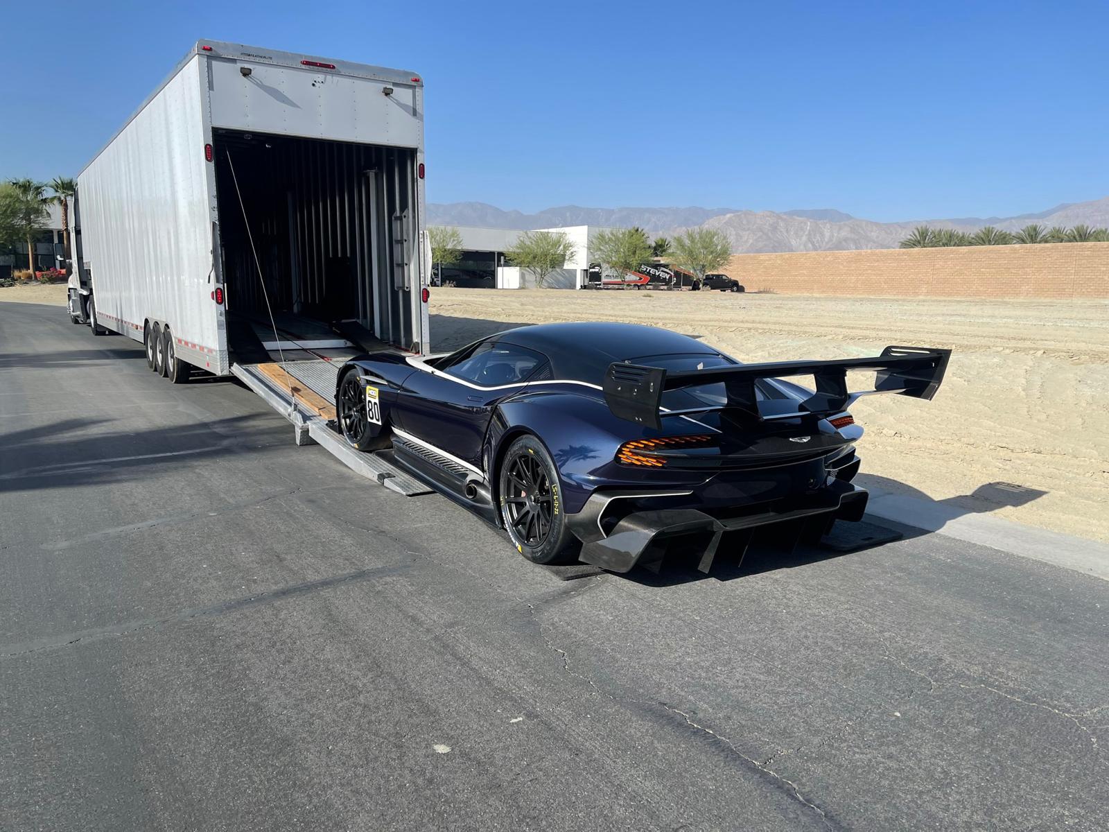 Aston Martin Vulcan loading into trailer
