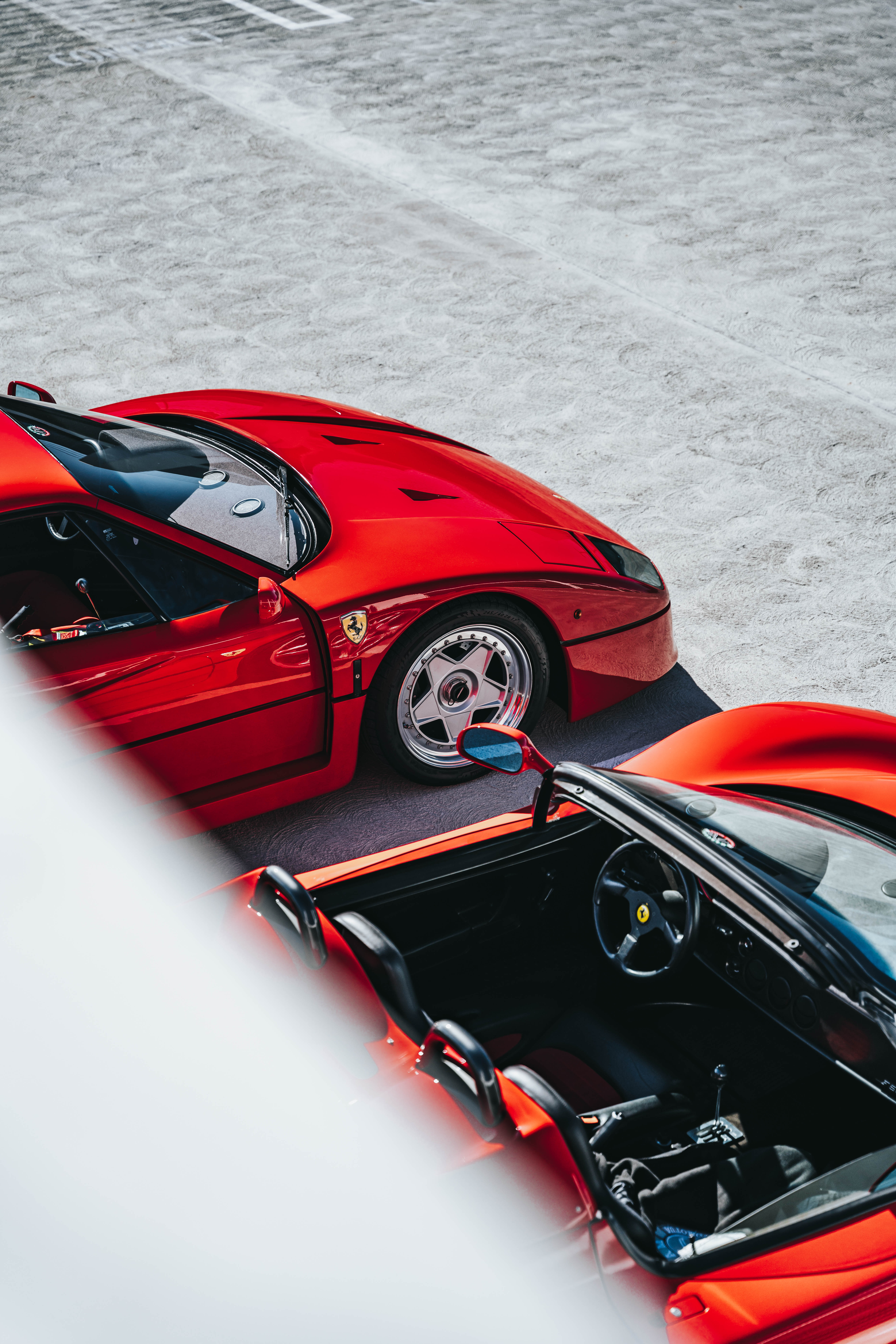 Ferrari F40 and F50 from above