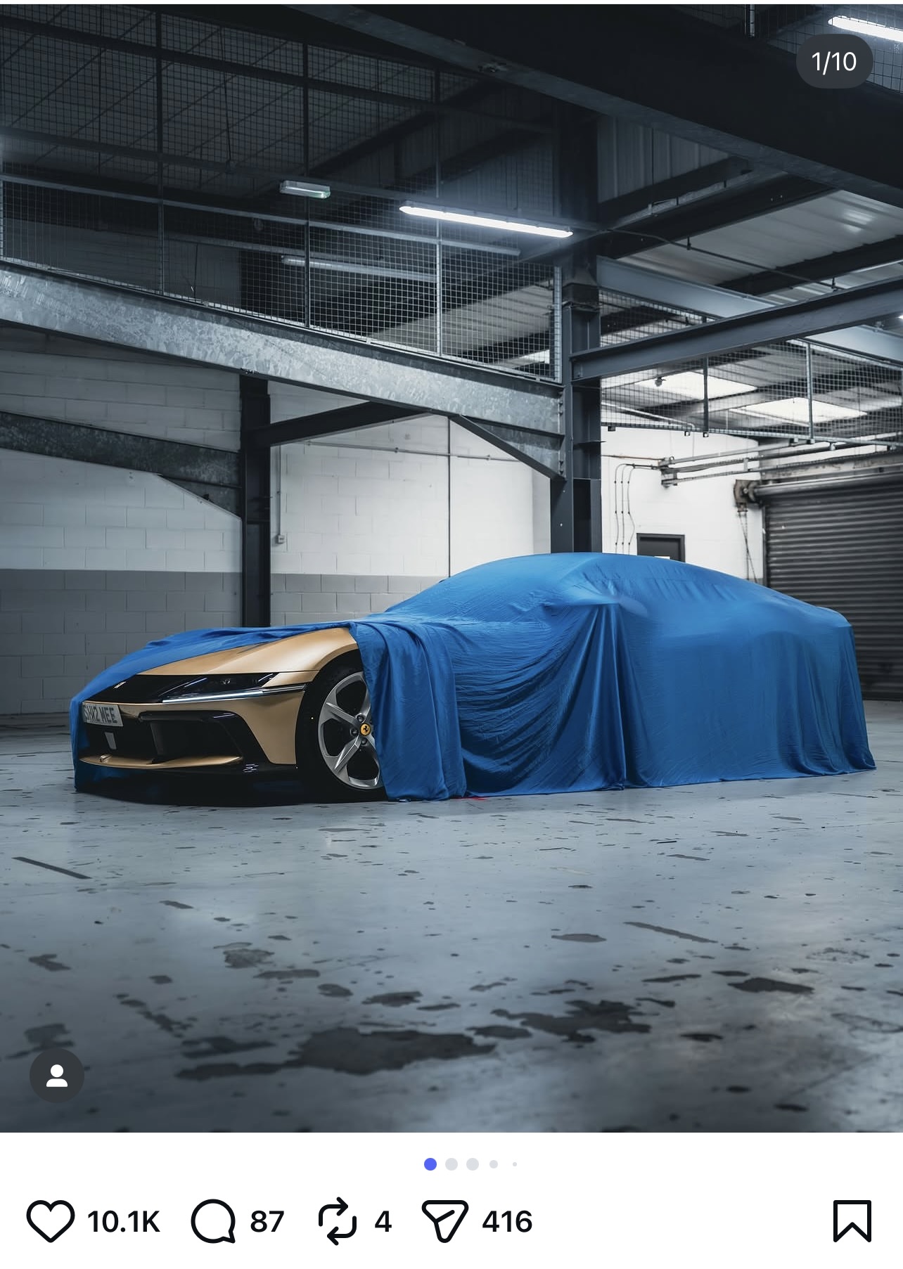 Ferrari under cover in secure storage (placeholder)